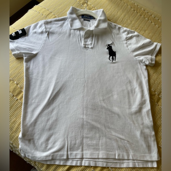 Polo Ralph Lauren Custom Slim Fit Big Pony Mesh Polo Shirt|White/Black, L - Picture 9 of 13